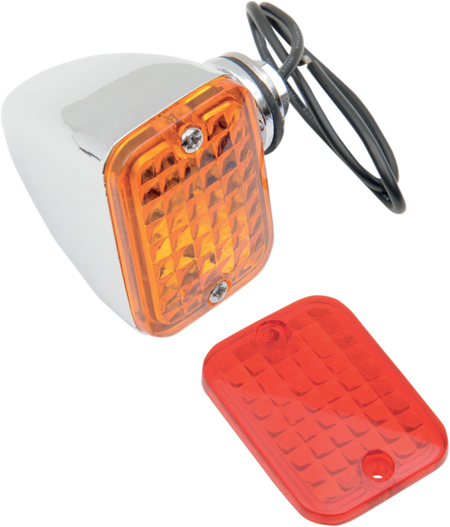 Drag Specialties - Rectangular Market Light - Single Filament - Amber/Red - Rectangular Marker Lights  Marker Light - 163072-BC1
