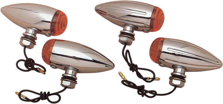 Drag Specialties - Bullet LED Marker Lights - Smooth - Amber - Chrome Marker Lights  Marker Light - 20-6589SA-BC202