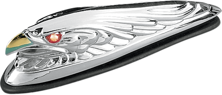 Drag Specialties - Eagle Head with Lights - Red Eyes - Small - Chrome - Eagle Head Front Fender Ornament - 91-6609-BC312