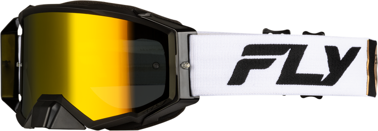 Fly Racing - Zone Pro Goggle White/blk/gold W/ Gold Mirror/smoke Lens - 37-5189