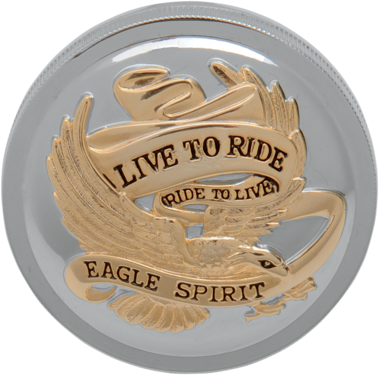 Drag Specialties - Gas Cap - Vented Live To Ride - Chrome with Gold - "Live to Ride" Gas Cap  Vented - 72647