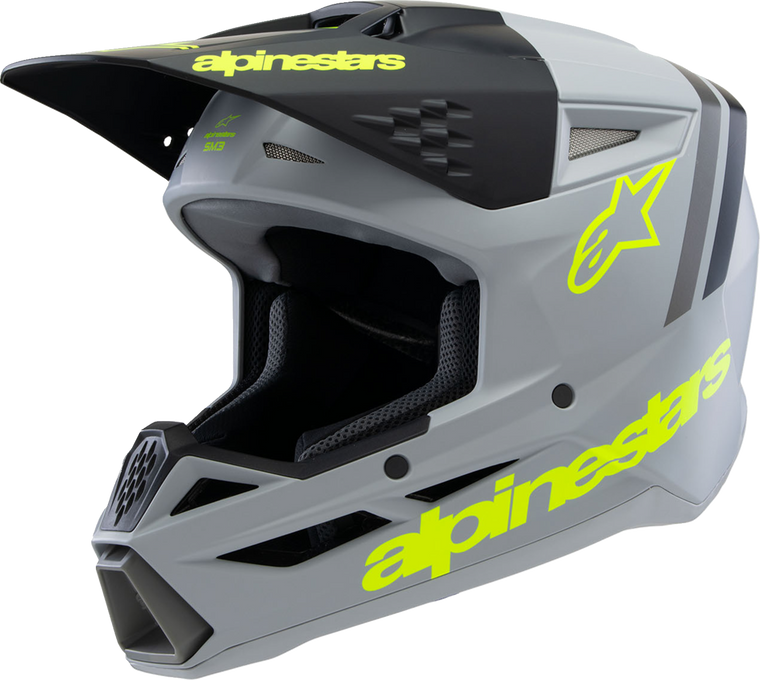 Alpinestars - Helmet Youth S-m3 Radium Gy/blk/yel Fluo Matt Ece06/dot Yl - 8301825-9510-YL