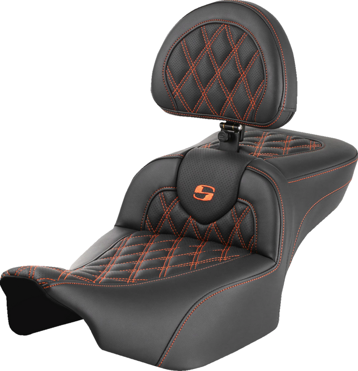 Saddlemen - Seat Roadsofa Ls Ext Rch W/br Orange Stitch - 823-07-184B3 Saddlemen - Seat Roadsofa Ls Ext Rch W/br Orange Stitch - 823-07-184B3
