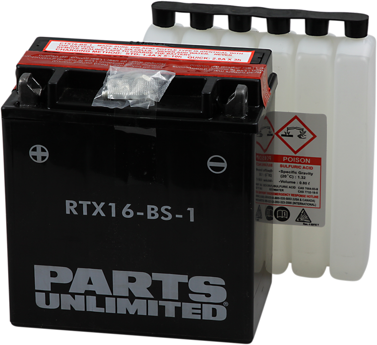 Parts Unlimited - AGM Battery - YTX16-BS-1   .8 L - AGM Maintenance-Free Battery - CTX16-BS-1