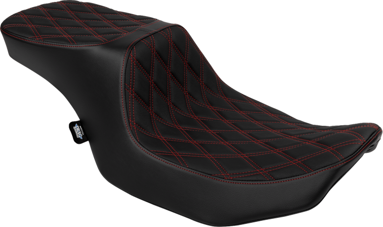 Drag Specialties - Seat Peformance Predator 2-up Double Diamond Red Vinyl - 0801-1950