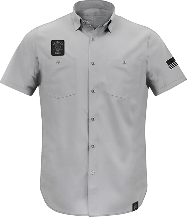 American Biker - Shirt Ltw Biker Sam Gy/bk Sm - ABBSAM11ST74GYSR