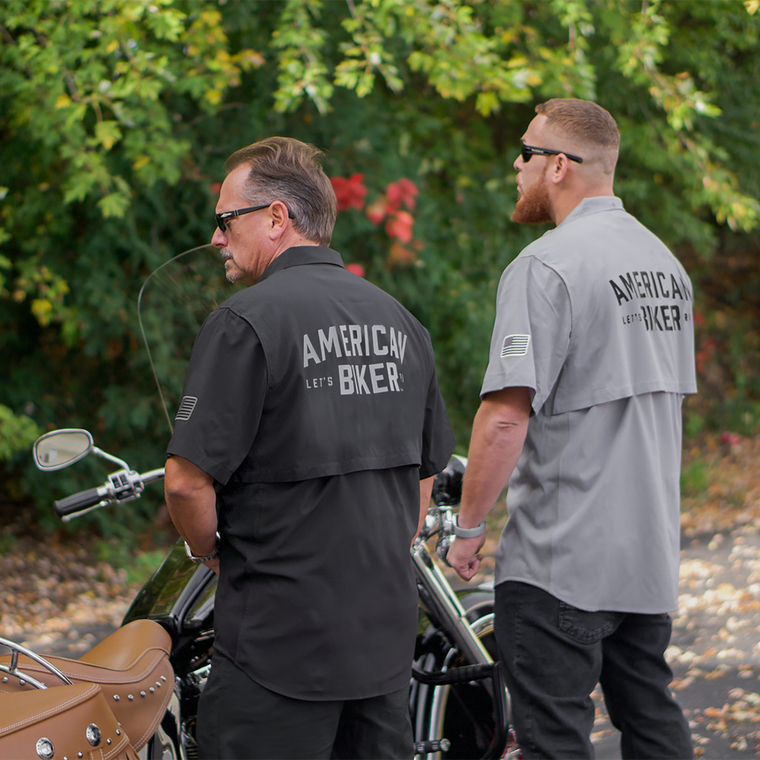 American Biker - Shirt Vntd Lets Ride Bk/gy Lg - ABBLETSRIDE16ST26BKL