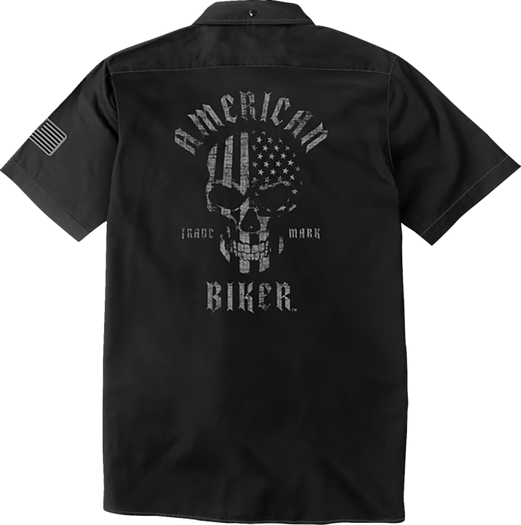 American Biker - Shirt Shop Biker Sam Bk/gy Sm - ABBSAM16ST8BCHSR