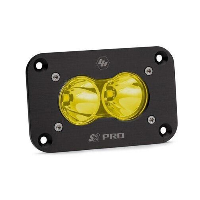 Baja Designs S2 Pro Black Flush Mount LED Auxiliary Light Pod (Spot) (Amber) - 481011