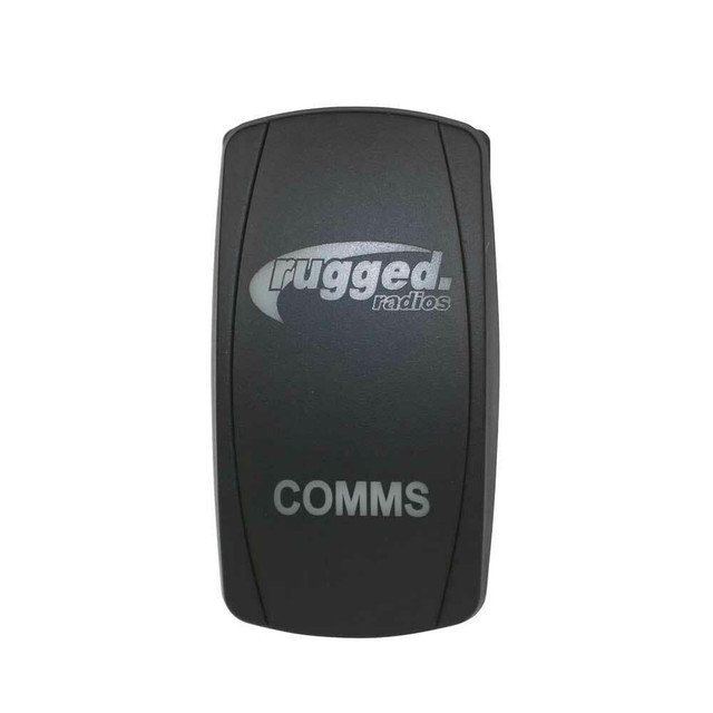 Rugged Radios Waterproof Rocker Switch With Rugged Logo And Comms Label - SW-RS-COM