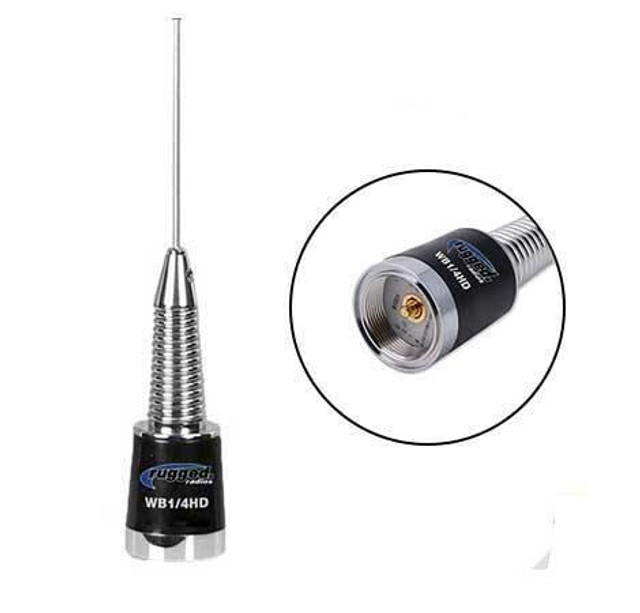 Rugged Radios UHF/VHF Wide Band 1/4 Wave Antenna With Spring (132-525Mhz) - WB-1/4W-HD