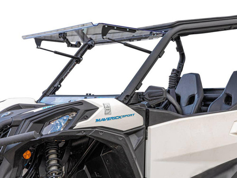 SuperATV Can-Am Maverick Trail Scratch Resistant Flip Windshield - FWS-CA-T-70