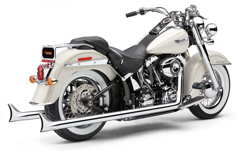 Cobra - Bad Hombre True Dual Fishtails Chrome Softail 12-17 - 6989 Cobra - Bad Hombre True Dual Fishtails Chrome Softail 12-17 - 6989