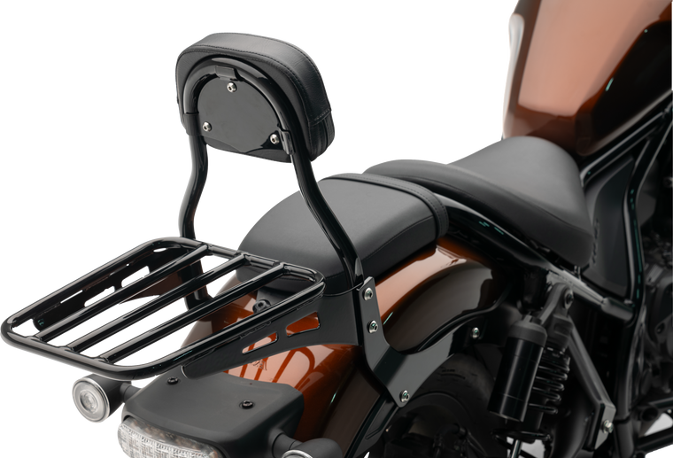 Cobra - Mini Round Sissy Bar W/pad Black Hon Rebel 1100 - 02-8609B