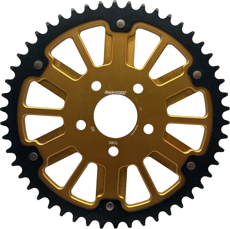 Supersprox - Stealth 49t Rear Sprocket Gld Alum Car  Blk Steel Teeth - RST-7080:49-GLD