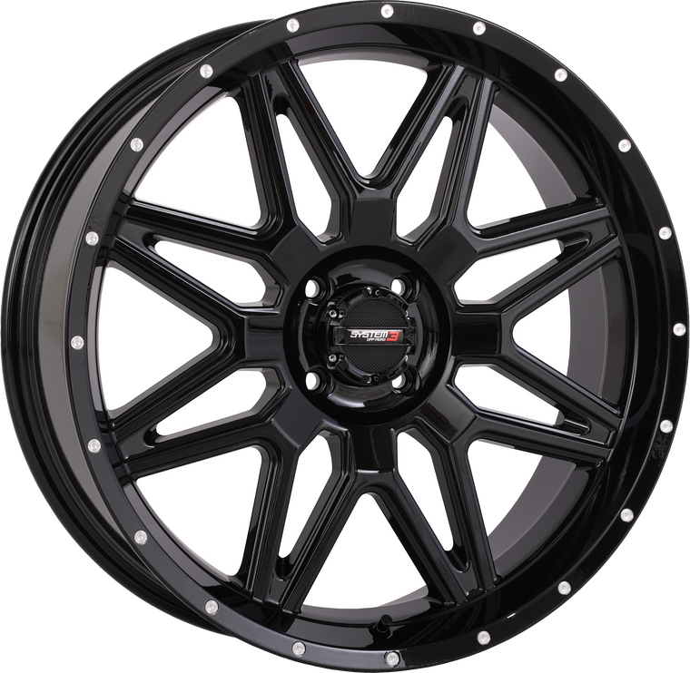 System 3 - St7 Wheel 20x7 4+3 (+10mm) 4/110 Gloss Black - 20S3-7110