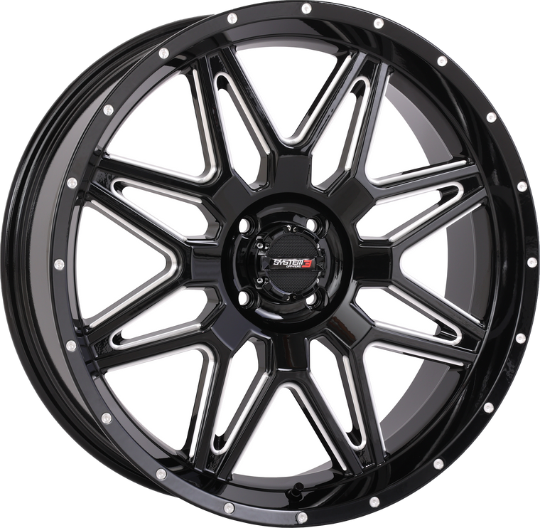 System 3 - St7 Wheel 20x7 4+3 (+10mm) 4/110 Gloss Black Milled - 20S3-7210