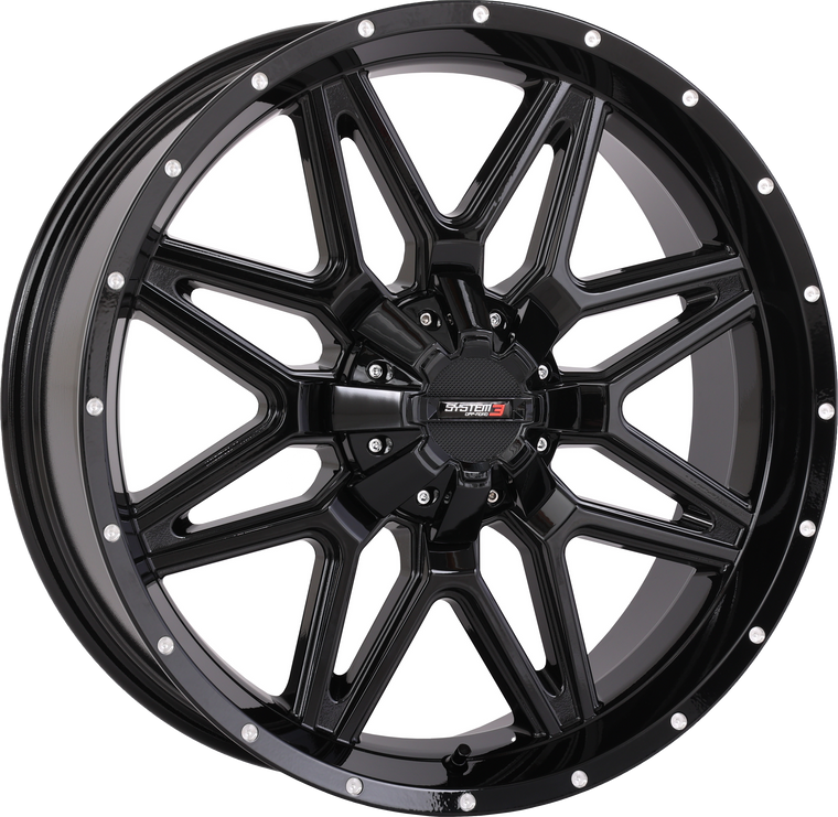 System 3 - St7 Wheel 20x7 4+3 (+10mm) 4/137 & 4/156 Gloss Black - 20S3-7135