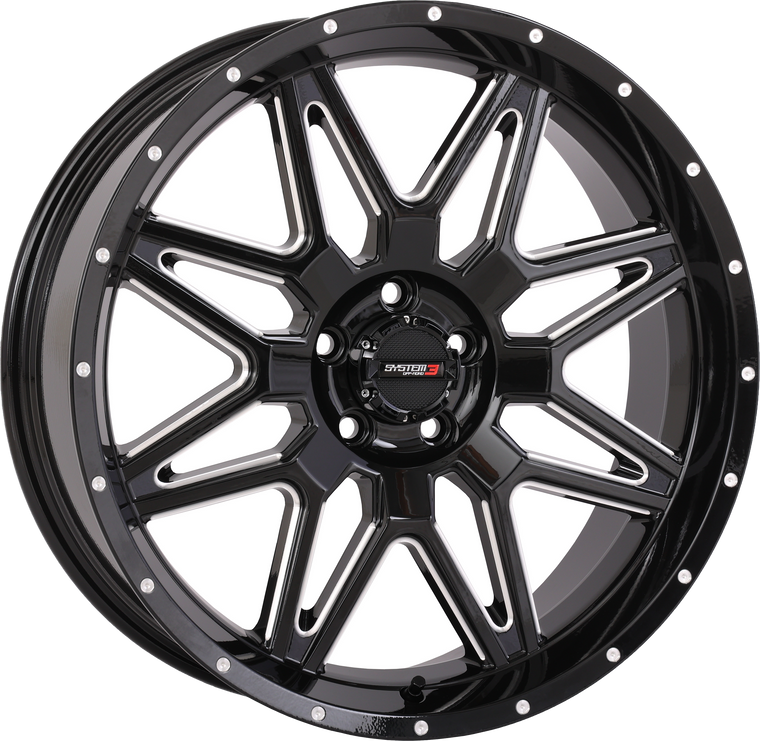 System 3 - St7 Wheel 20x7 4+3 (+10mm) 5/4.5 Gloss Black Milled - 20S3-7255