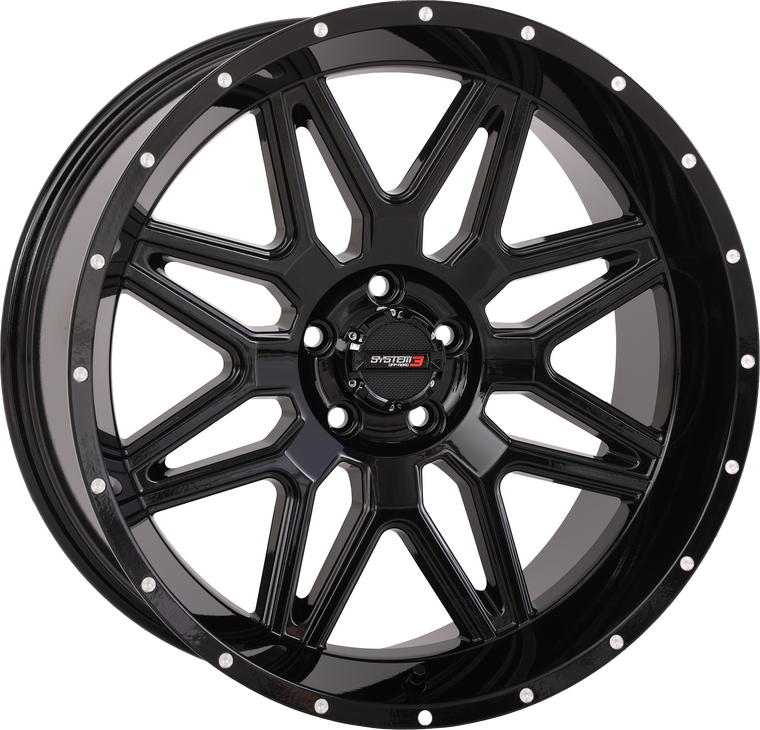 System 3 - St7 Wheel 20x9 5+4 (0mm) 5/4.5 Gloss Black - 20S3-7355