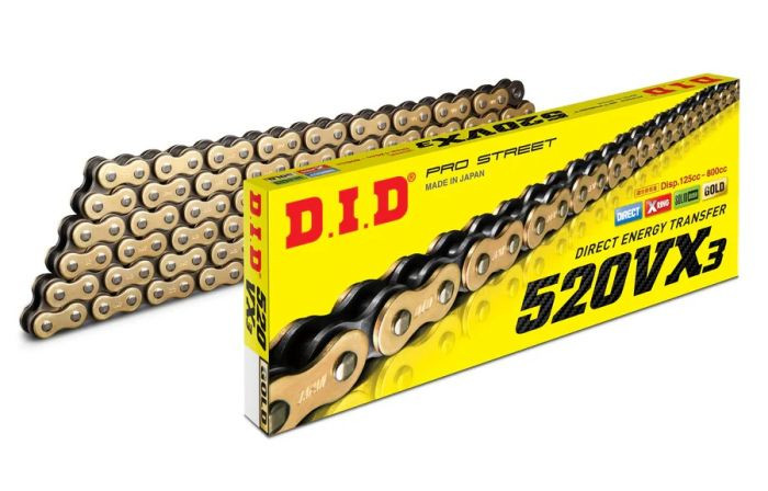 D.i.d X-ring Chain 520vx3 Gold & Black 25ft - 520VX3G25FT