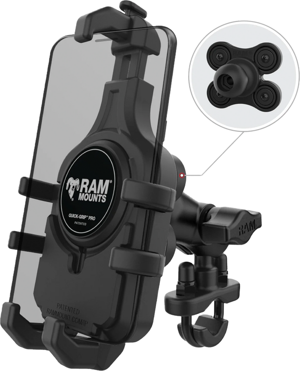 Ram - Quick-grip Pro Hbar Phn Mnt W/vibe Safe Short - RAM-B-149Z-A-PD5VU