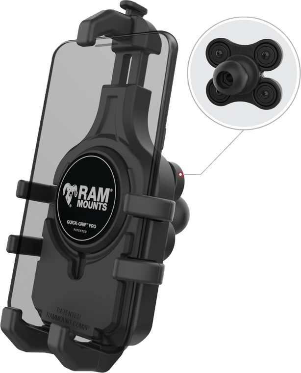 Ram - Quick-grip Pro Phone Holder W/vibe Safe Ball - RAM-HOL-PD5BVU