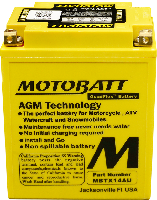Motobatt - Battery Mbtx14au Sealed Factory Activated - MBTX14AU