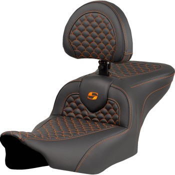 Saddlemen - Seat Roadsofa Dragon Orange Stitch W/ Driver Br - 823-07-208B3