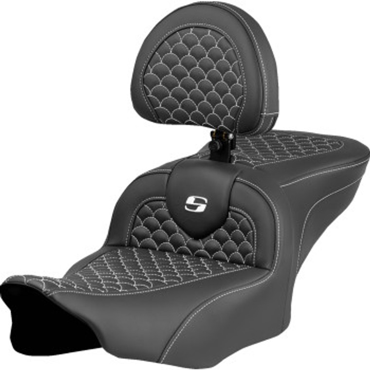 Saddlemen - Seat Roadsofa Dragon White Stitch W/ Driver Br - 823-07-208B6