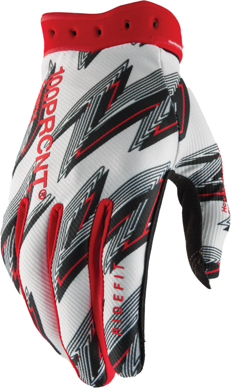 100-Percent - Ridefit Gloves White/red Sm - 10046-00021