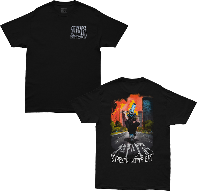 Dbk - Streets Gotta Eat Tee Black Lg - AT-STREETSEAT-L