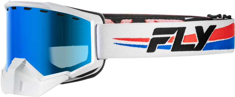 Fly Racing - Focus Snow Goggle Whte/red/blu W/dark Blue Mirror/smoke Lens - 37-50087