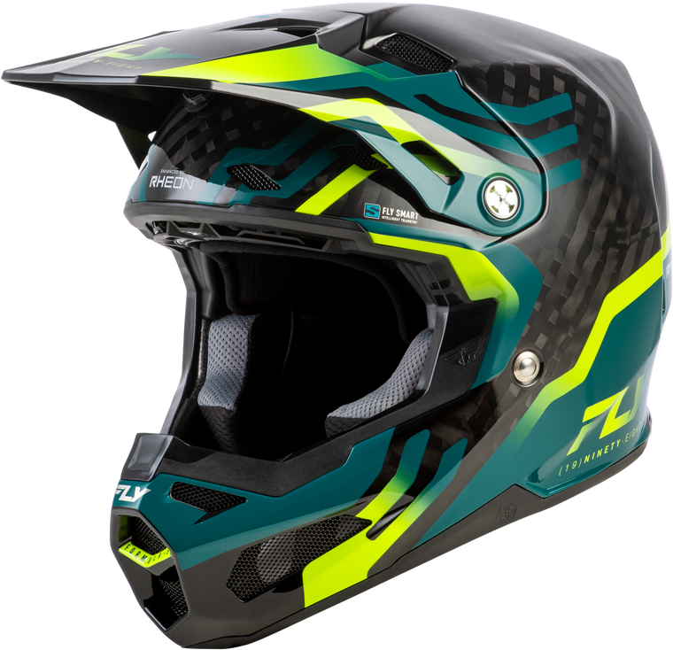 Fly Racing - Formula S Carbon Byte Helmet Black Carbon/teal/lime Md - 73-4453M