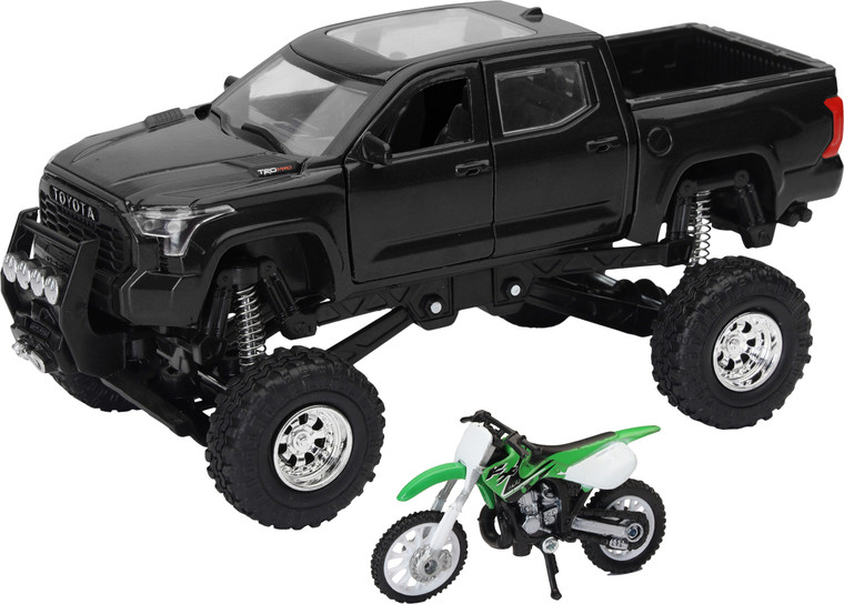 New-ray - Replica 4x4 Truck/dirt Bike Blk Tundra Kawasaki - SS-54446