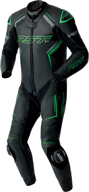 Rst - S1 D3o Suit Blk/gry/flo Grn Leather 2x - 103604F.GRN-48