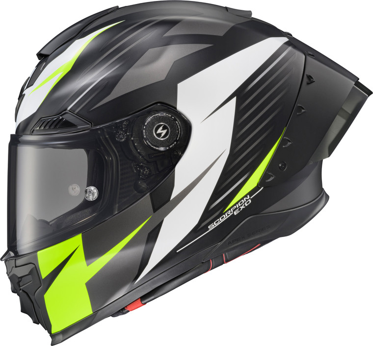 Scorpion Exo - Apex Exo-warp Full Face Helmet Dilithium Blk/whit/hi-vis Md - WAR-3114