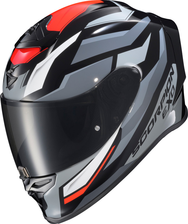Scorpion Exo - Exo-r1 Air Full Face Helmet Raven Black/red/grey Md - R1-2404