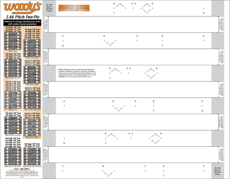 Woodys - Studding Template 2.86 Pitch 2-ply - 286T-TEMP-2