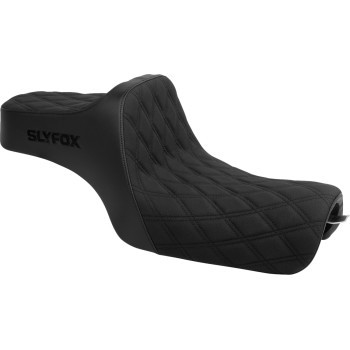 Slyfox - Seat Highnoon 2up Black Logo Dd Slip Stop Sportster 2004-22 - 4709C-SlyFox