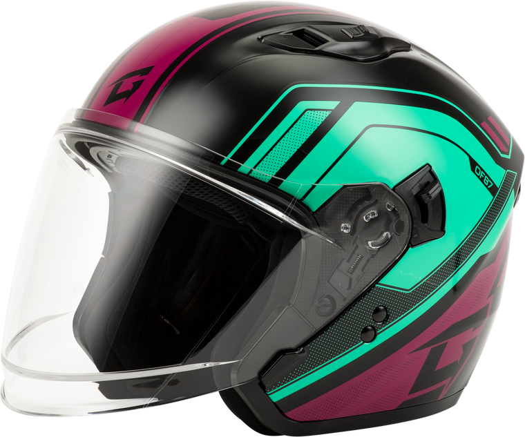 Gmax - Of-87 Duke Helmet W/led Light Blk/aqua/coral 2x - O11871178