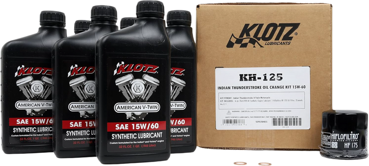 Klotz - Indian Thunderstroke 6qt Synthetic Oil Change Kit - KH-125