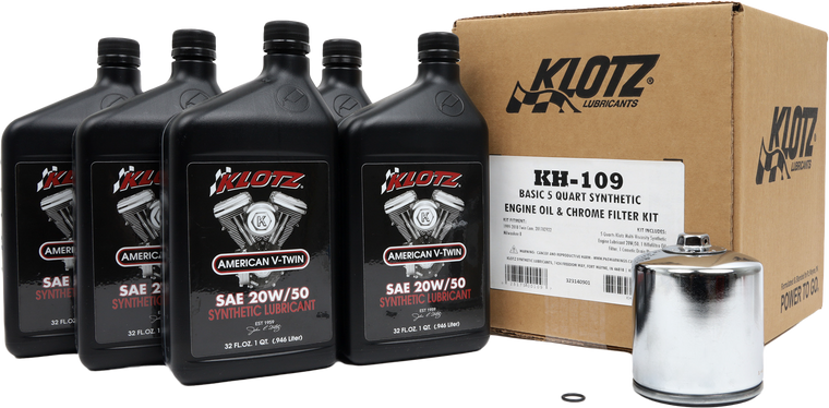 Klotz - Basic Harley Davidson 5qt Synthetic Oil Change Kit - KH-109
