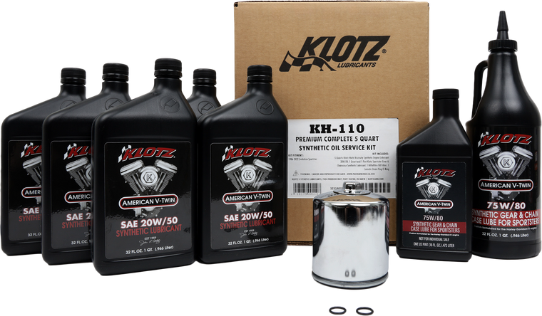 Klotz - Premium Harley Davidson 5qt Synthetic Oil Change Kit - KH-110