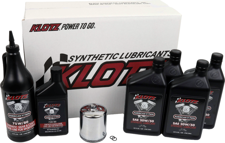 Klotz - Premium Harley Davidson 4qt Synthetic Oil Change Kit - KH-104