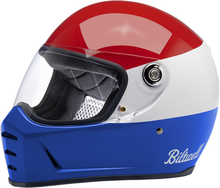 Biltwell - Lane Splitter Helmet - Gloss Podium Red/White/Blue - XS - Lane Splitter Helmet - Podium - 1004-549-101