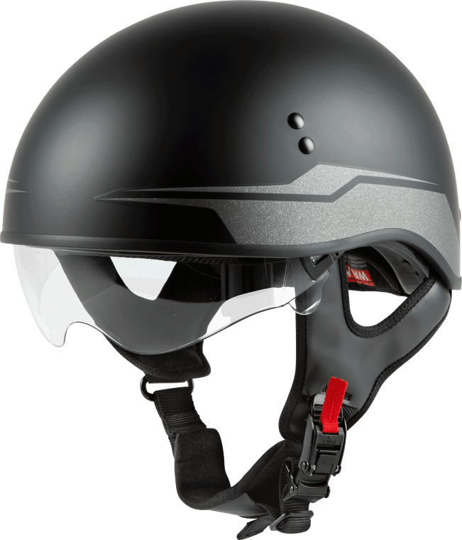 Gmax - Hh-65 Half Helmet Source Naked Matte Black/silver Md - H1659815