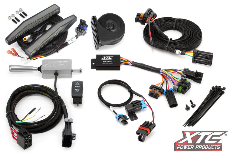 Xtc Power Products - Auto Turn Signal Kit W/ Billet Lever And Front Drl Lights Pol - ATS-L-POL-RBU-DRL