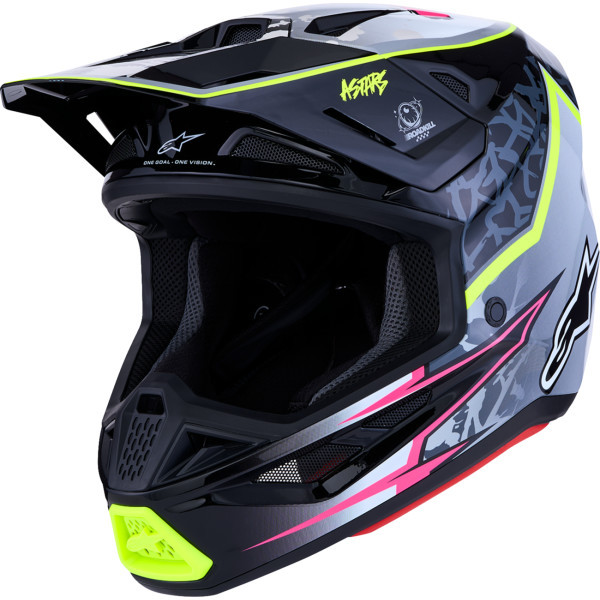 Alpinestars - Helmet S-m7 Blaster Blk/gry/wht/yel-fl Ece06/dot Xs