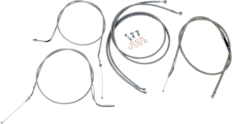 Baron - Cable Line Kit - 12" - 14" - '04 - '07 Roadstar - Stainless Steel - Stainless Handlebar Cable/Line Kit - BA-8022KT-12 Baron - Cable Line Kit - 12" - 14" - '04 - '07 Roadstar - Stainless Steel - Stainless Handlebar Cable/Line Kit - BA-8022KT-12